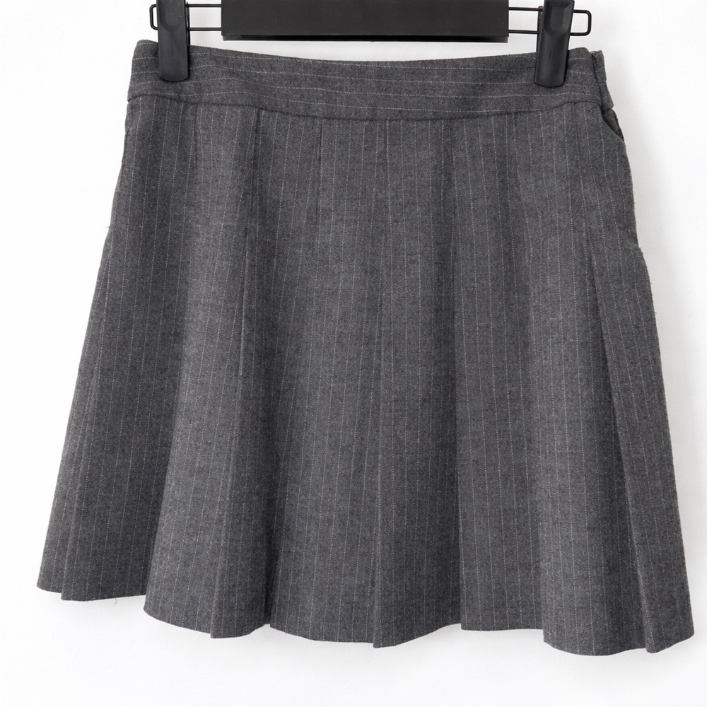 Aritzia Sunday Best Olive Mini Skirt Grey Pinstripe Size 2